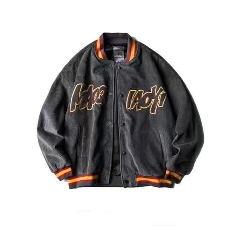 

New college style corduroy embroidery baseball uniform for men and women couples American retro street trend loose jacket