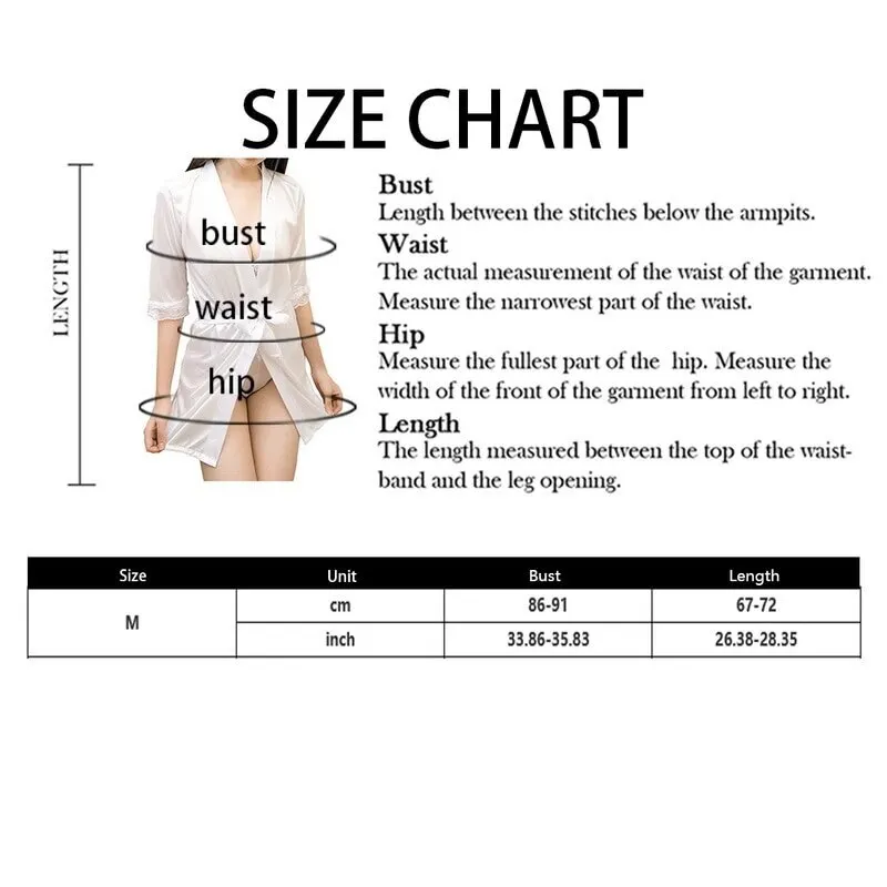 

Women Lingerie Robe Deep V-neck Lace Up Satin Nightdress Sexy Kimono Robes