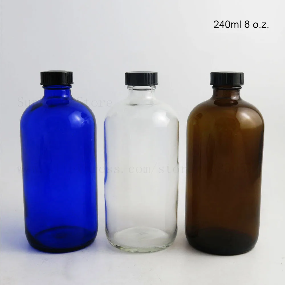 240ml Amber Glass Capacity 8 oz Boston Round Liquid Bottle W