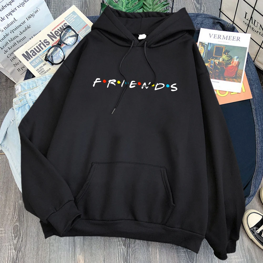 

Friends Print Man Sweatshirt Casual Fleece Harajuku Hooded Clothing Mens Cartoons Fashion Hoody Punk Hip Hop Sweatshirts COTTON