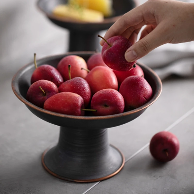 Ретро круглая железная Высокая подставка металлическая винтажная тарелка для