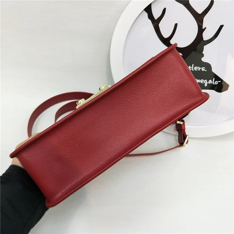 Оригинальные женские сумки FURLA, высокое качество, большие размеры, женские меховые кожаные сумки темно-красного цвета, Размер 23 см* 8 см* 17,5 см