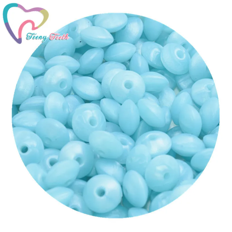 Metallic Blue Teeny Teeth 20 шт. Силиконовые Прорезыватели для зубов Abacus бусины в форме чечевицы DIY цепочка для прорезывания зубов красочные чечевицы Силиконовые Прорезыватели блюдца свободные бусины - Цвет: Metallic Blue