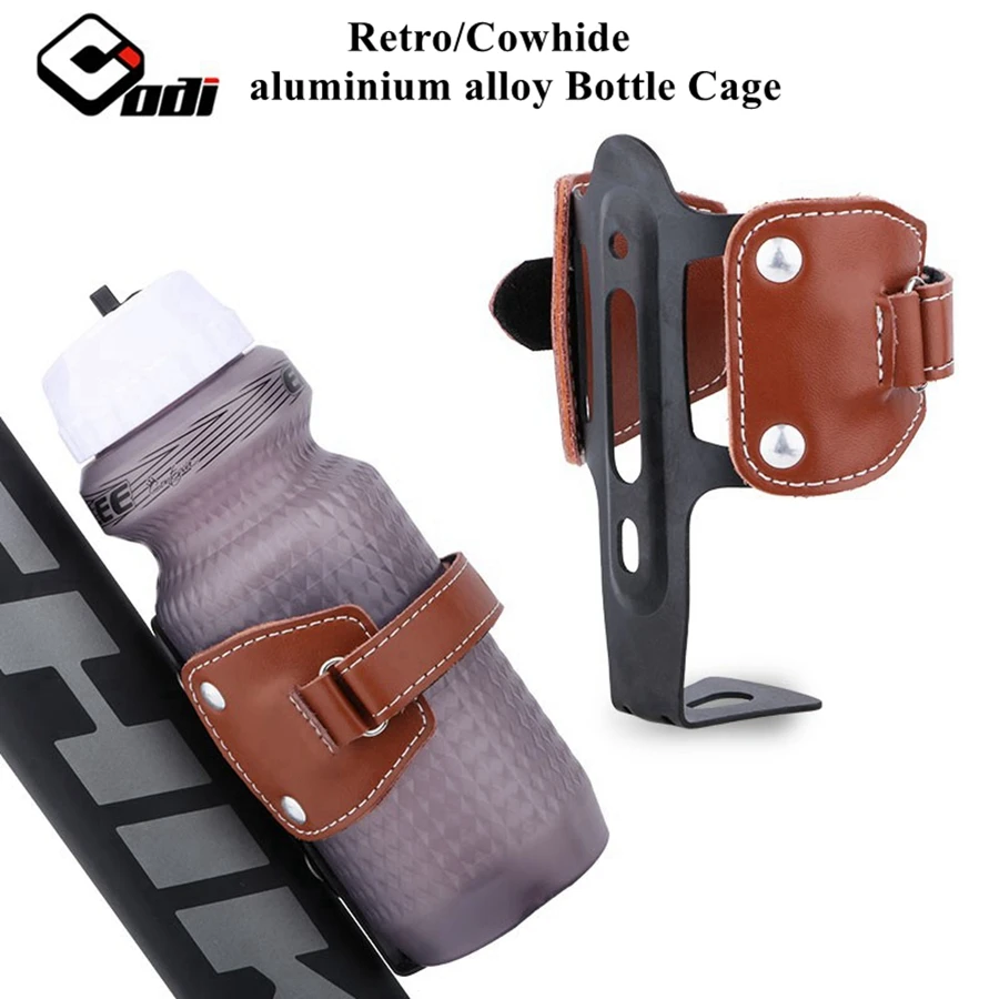 Cage Retro Cowhide Aluminum Alloy Water Cup Holder For Mount