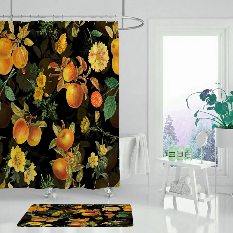 Занавеска для душа с принтом тропических фруктов простой и элегантный штор