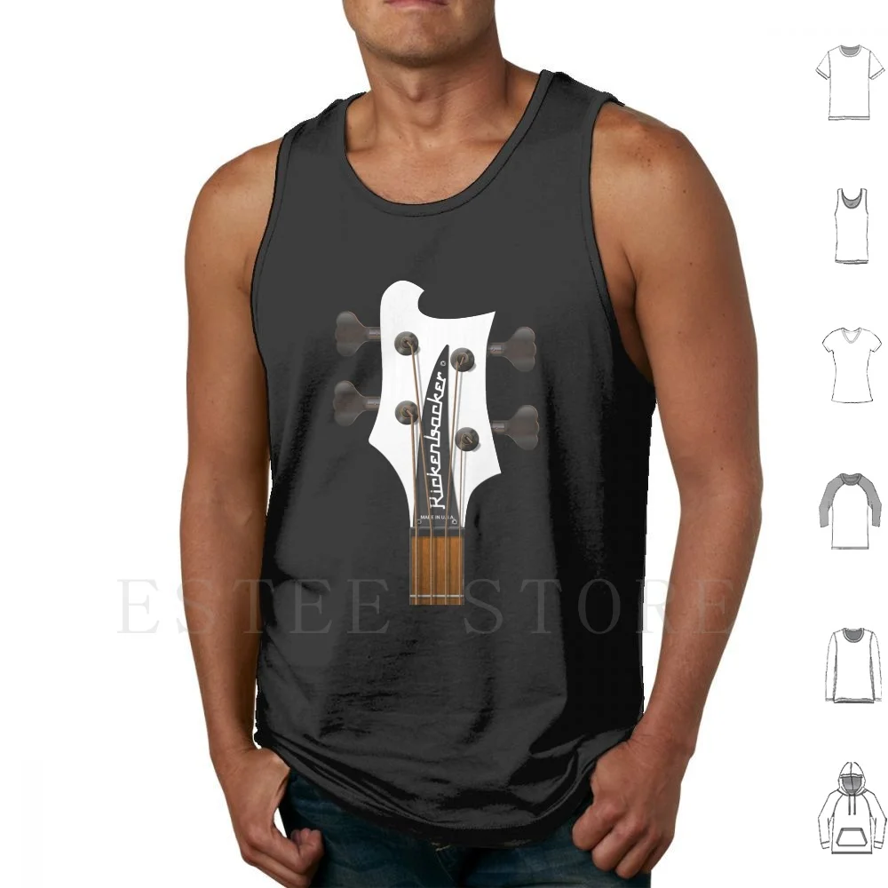 

Guitar Headstock Art-4003 White Bass Tank Tops Vest Sleeveless Guitar Headstock Tuning String Music Neck Country Indie