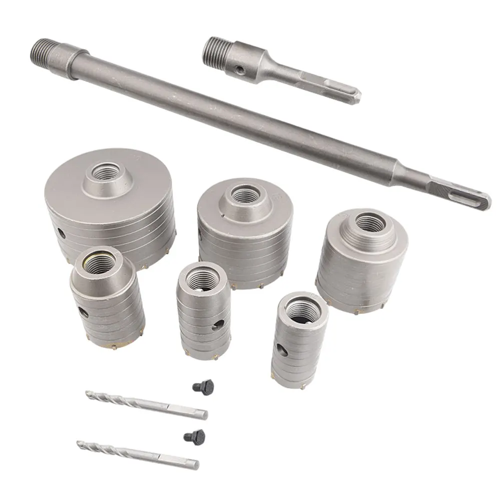 

8PCS Concrete Hole Saw Kit Connecting Rod Wall Drill Shank For Brick Hole Saw Drilling Tool ( 35/40/50/65/80/110mm )Drill Bit