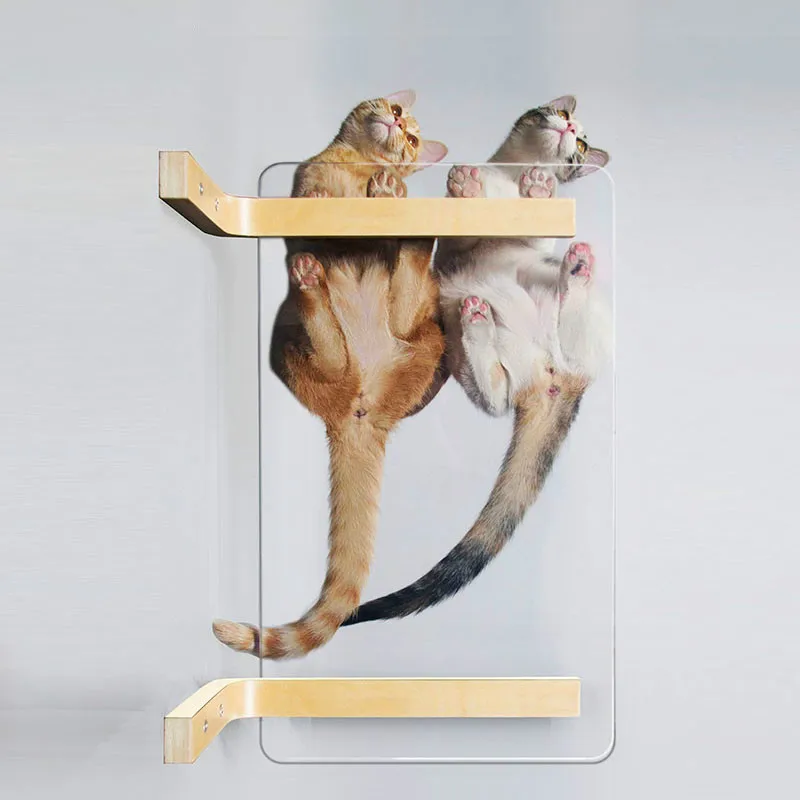 

Solid Wood Transparent Cat Jumping Platform Cat Springboard Wall-mounted Cat Climbing Frame Pet Cat Furniture Cat Litter