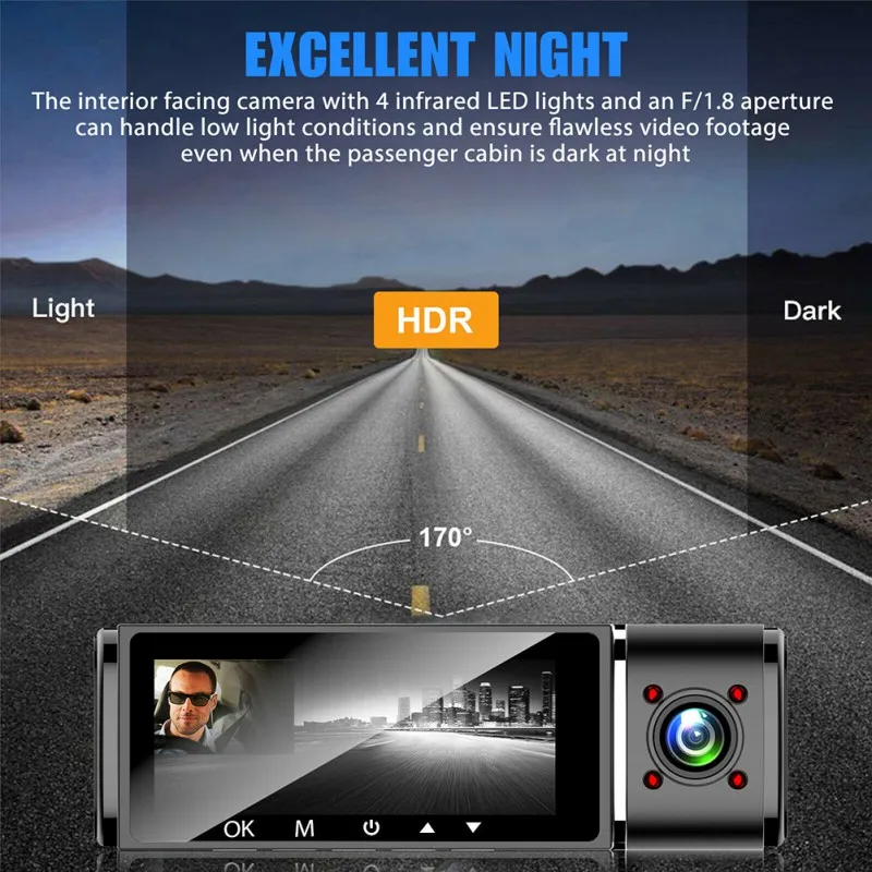 

Driving recorder 1080P Dual Lens Car DVR Dash Cam Video Recorder G-Sensor Front & Inside Camera Car DVR Camera Video Recorder