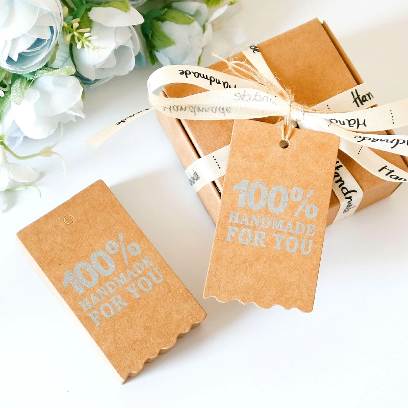 300pcs Handmade Kraft Paper Tags Wedding Birthday Party Favor DIY Crafts Colth Garment Price Lables Gift Packing Hang - купить по