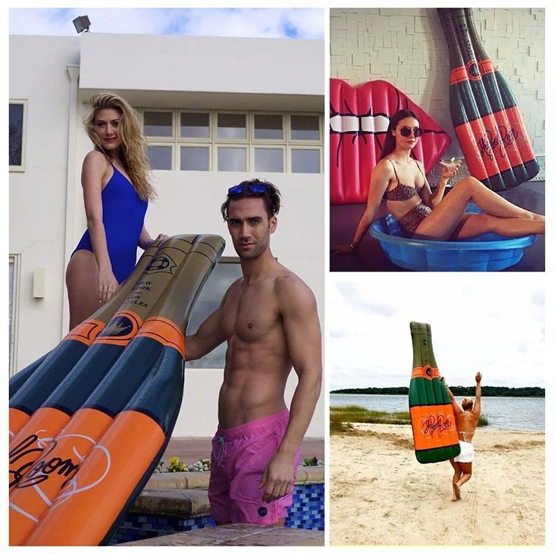 185 см гигантская надувная бутылка шампанского бассейн плавающий игрушки для