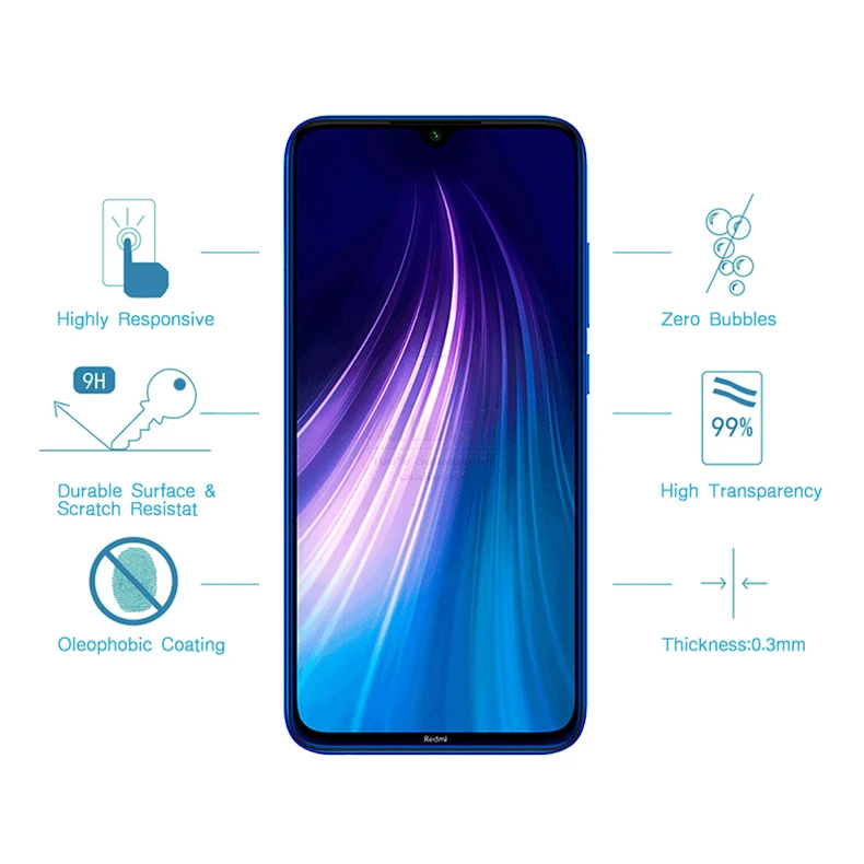 Полное покрытие закаленное стекло для Xiaomi Redmi Note 8T стеклянная Защитная пленка для экрана для Xaomi Redmi 8 8A защитная пленка