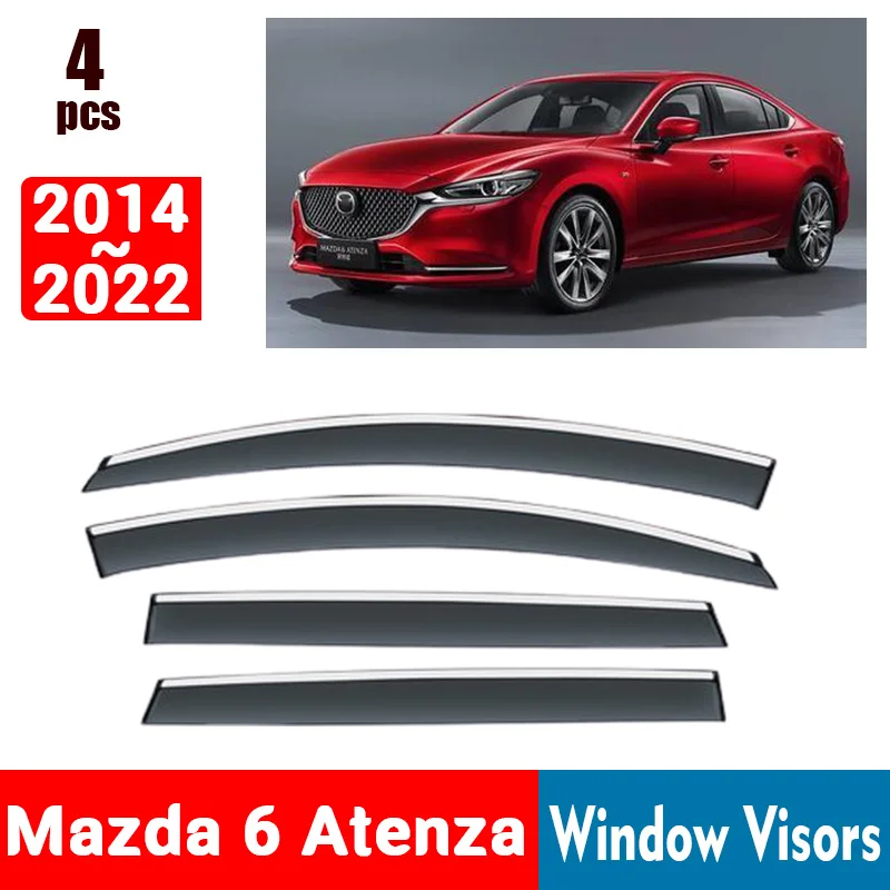 FOR Mazda 6 Atenza 2014-2022 Window Visors Rain Guard Windows Rain Cover Deflector Awning Shield Vent Guard Shade Cover Trim