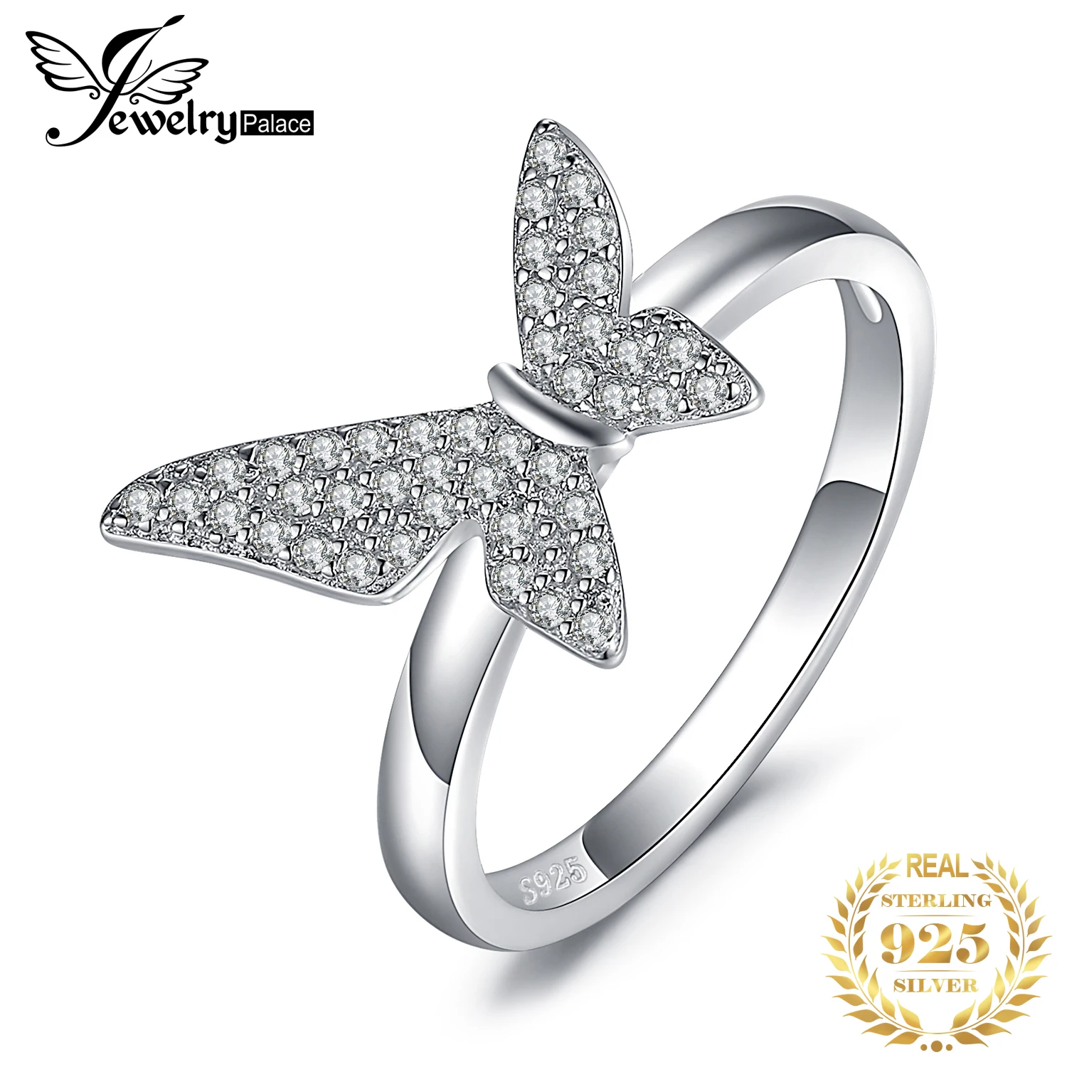 JewelryPalace Геометрическая асимметрия бабочка кубического циркония обещание кольцо