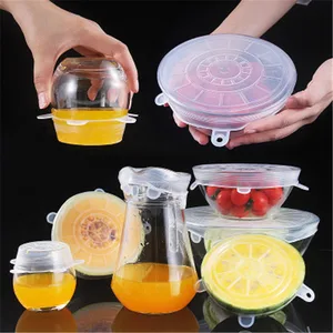 6 шт. силиконовые кухонные универсальные аксессуары многоразовая пищевая оберточная чаша крышка кастрюли силиконовые эластичные крышки кухонная посуда набор инструментов для приготовления пищи