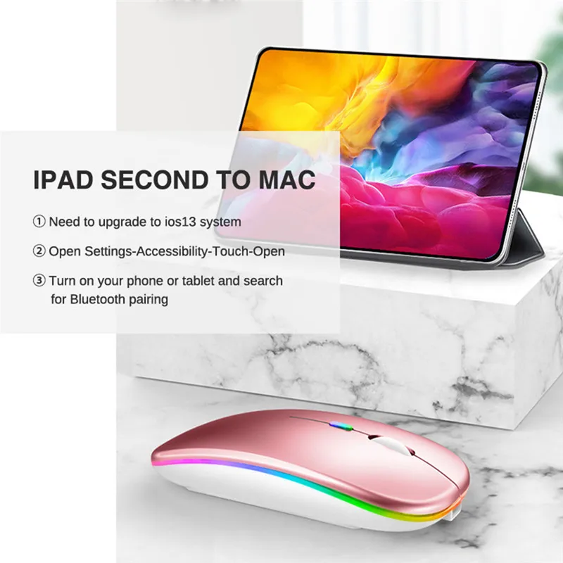 

Wireless Mouse Bluetooth RGB Rechargeable Computer Silent Gaming Mause LED Backlit Ergonomic For Laptop PC