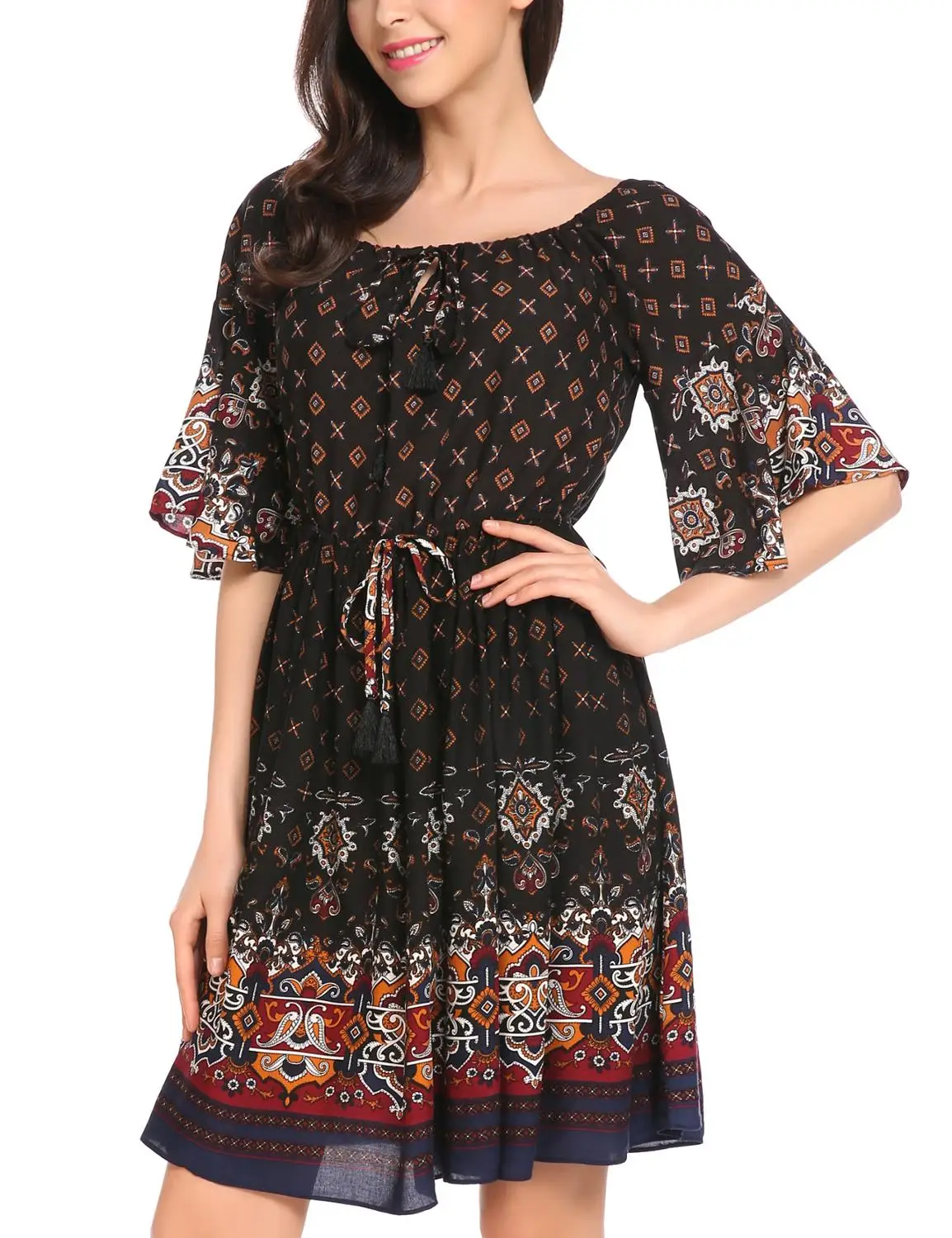 Женское богемное платье без бретелек|Женские платья| |