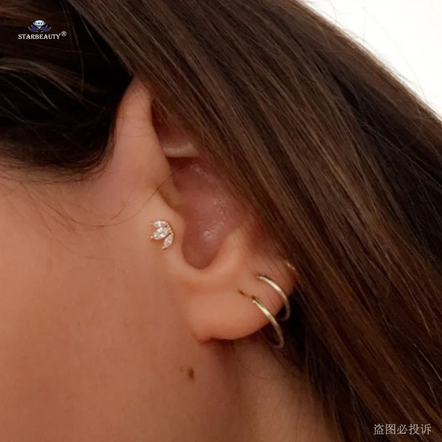 Starbeauty 1 шт. 1,2x6 мм 16 г кристаллическая Звезда Луна Корона спиральные украшения для пирсинга серьги на Козелок шпильки хрящевой пирсинг уха Oreja