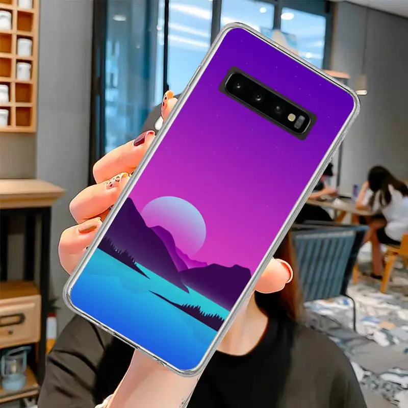 Beautiful purple scenery Phone Case transparent for Samsung S10 plus S10 E(lite) S6 S7 edge S8 S9 Plus Brand