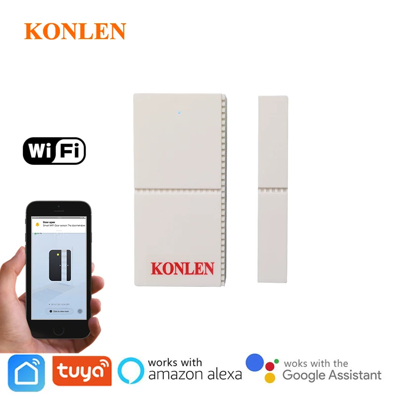 KONLEN Tuya wifi магнитный датчик двери контакт окно открытая сигнализация детектор умный жизни приложение оповещения Домашняя безопасность Google Alexa поддержка