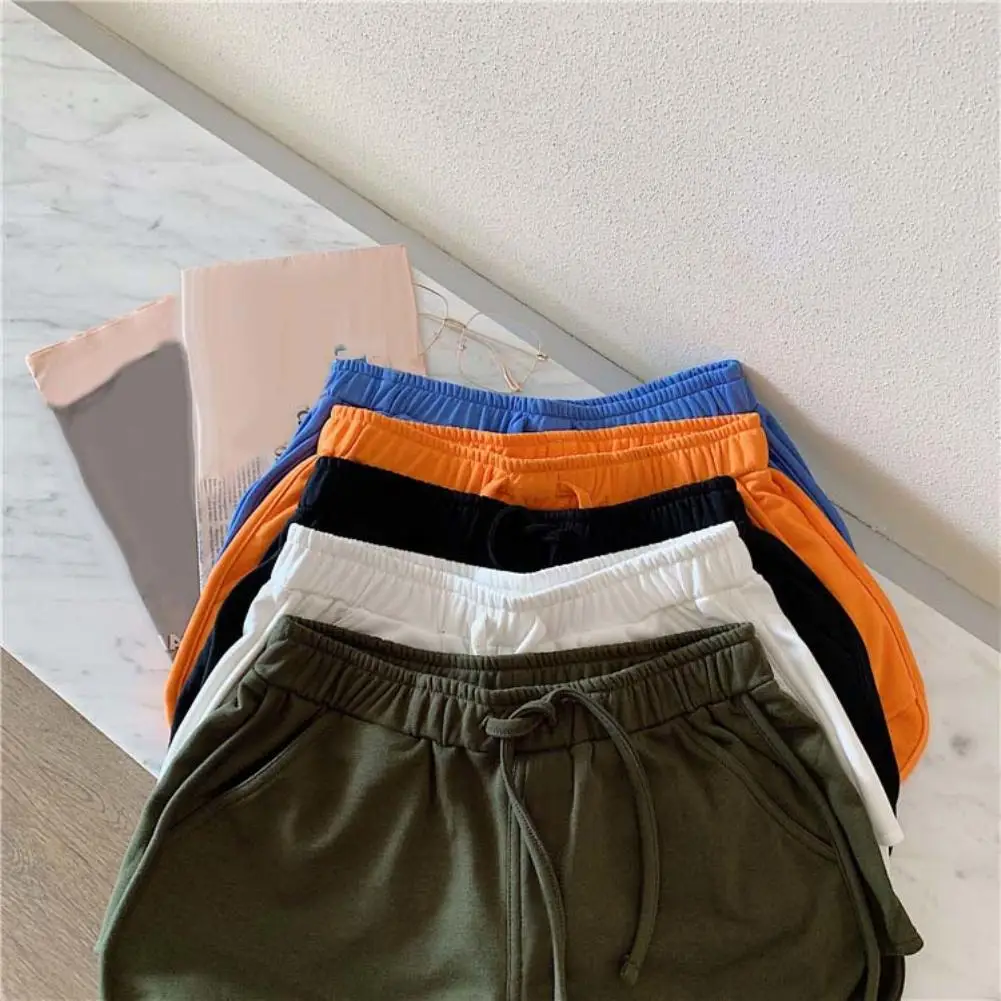 

Wide Leg Pants High Waisted Shorts Women Home Casual Solid Color High Waist Drawstring Pockets Loose Running Shorts Summer Short