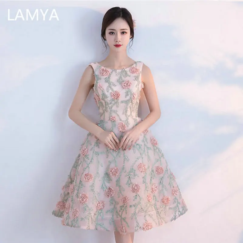

LAMYA Cut O Neck Evening Dresses Lace Up Prom Gown Ladies Plus Size Party Dress Vestido De Festa