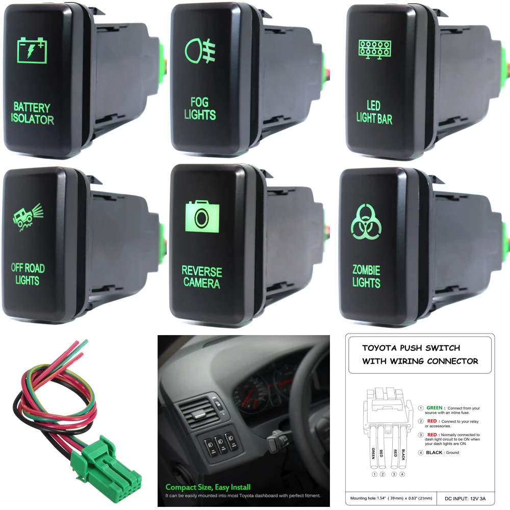 12 В кнопочный переключатель с разъемом провод ВКЛ ВЫКЛ для Toyota Prado Landcruiser Hilux FJ Cruiser