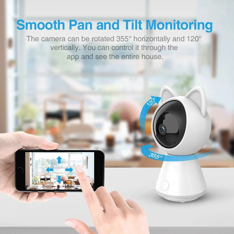 

1080P HD IP Camera 360 Full View WiFi Cat Surveillance Camera Baby Monitor IR Night Vision Security Camera Wireless CCTV Camera