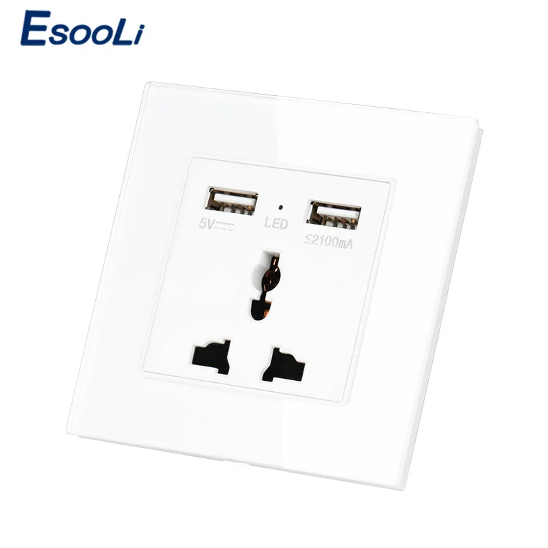 Универсальная Розетка Esooli с двойным USB-портом для зарядки 110 А 250 ~ в 13 а |