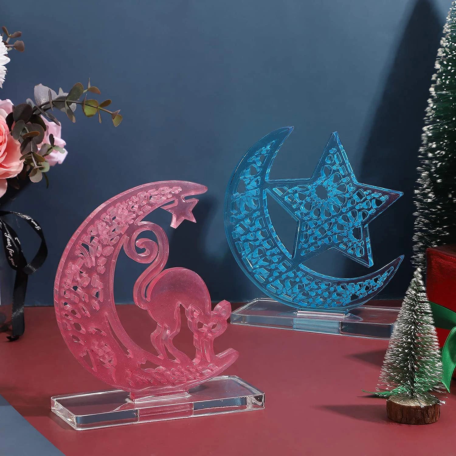 Силиконовая смола форма в виде месяца звезда замок с основанием для дисплея