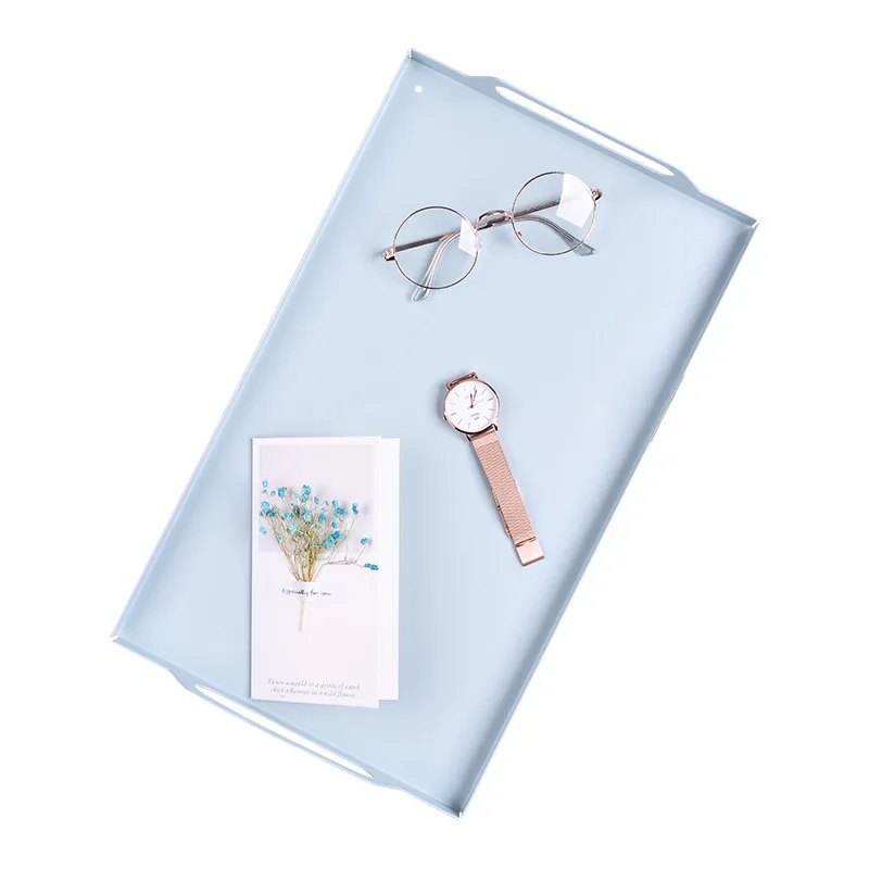 Прямоугольная металлическая настольная тарелка для хранения косметических