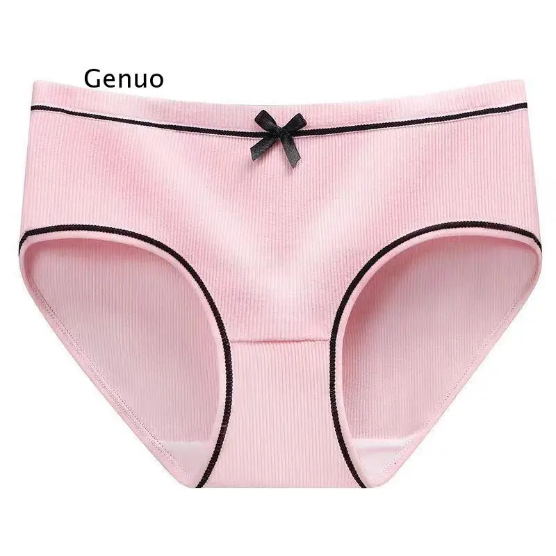 

Kawaii Girl Solid Colors Japanese Students Panties Women Bow Panty Cotton Mid-Waist Sexy Underwear Ladies Underpants Briefs 2021