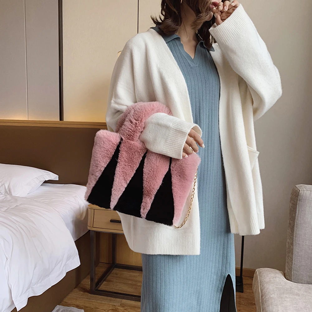 Women Soft Warm Plush Handbags Fluffy Underarm Bags Ladies Daily Leisure Shoulder Top-Handle for Shopping |