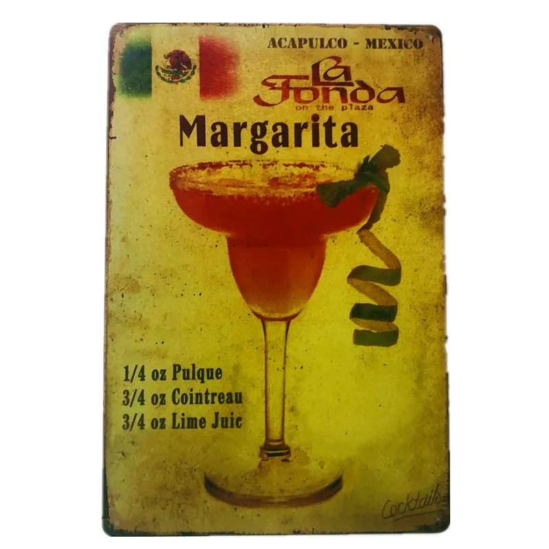 Коктейльные металлические оловянные вывески Маргарита ром винтажный настенный