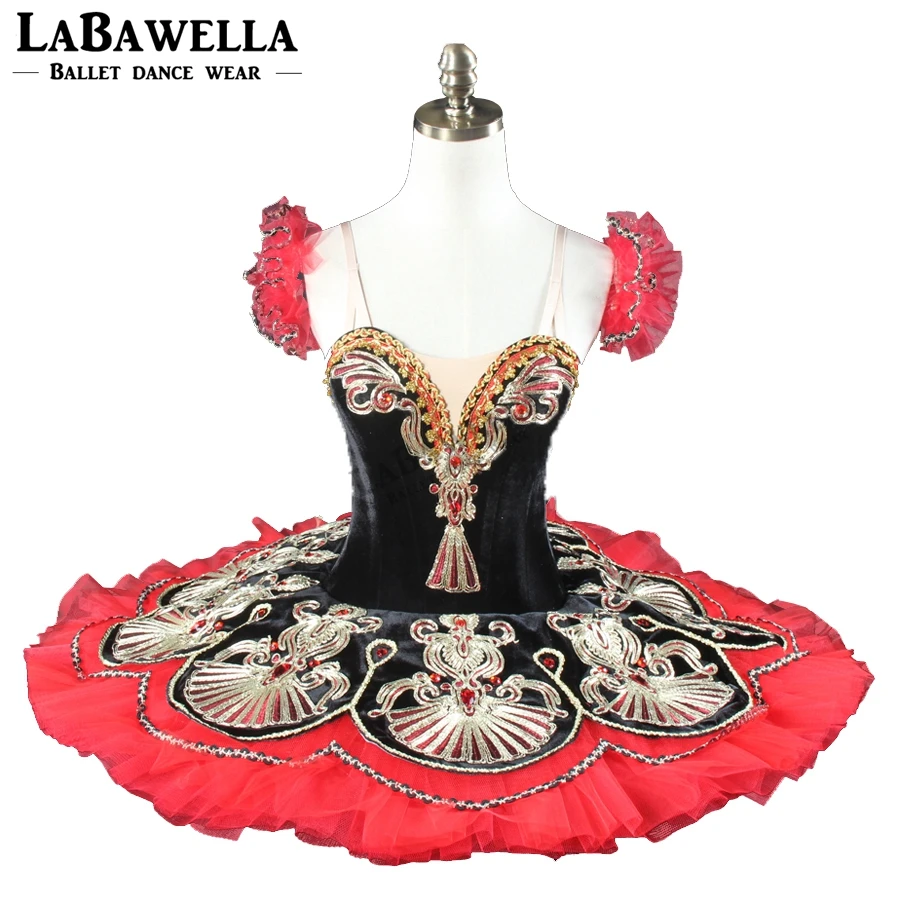 

Женский профессиональный сценический костюм Tutu блинчик BT9077 Harlequinade черный красный La Esmeralda гайкер балетная пачка для детей