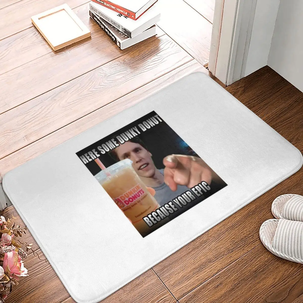 

HERE SOME DUNKY DONUT Doormat Carpet Mat Rug Polyester PVC Anti-slip Floor Decor Bath Bathroom Kitchen Living Room 40x60