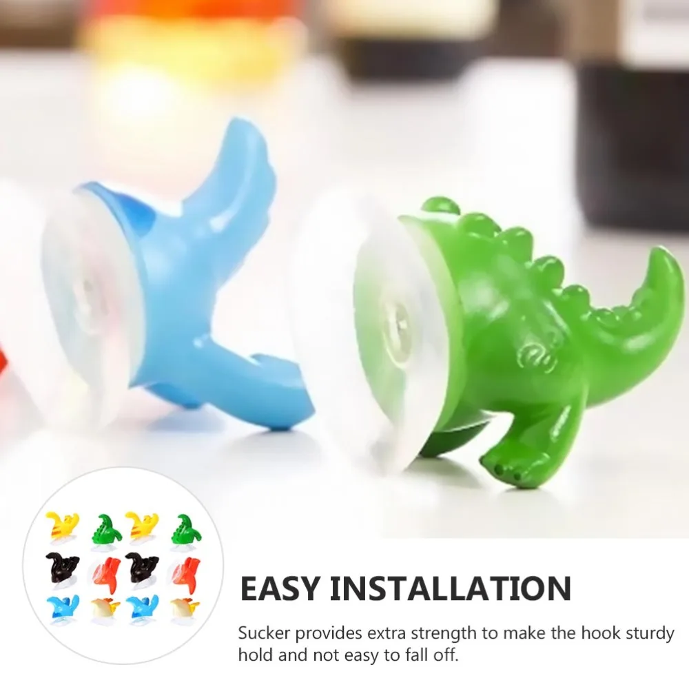 

12pcs Animal Tail Sucker Hook Robe Hook for Bathroom Bedroom Store(Mixed Color)