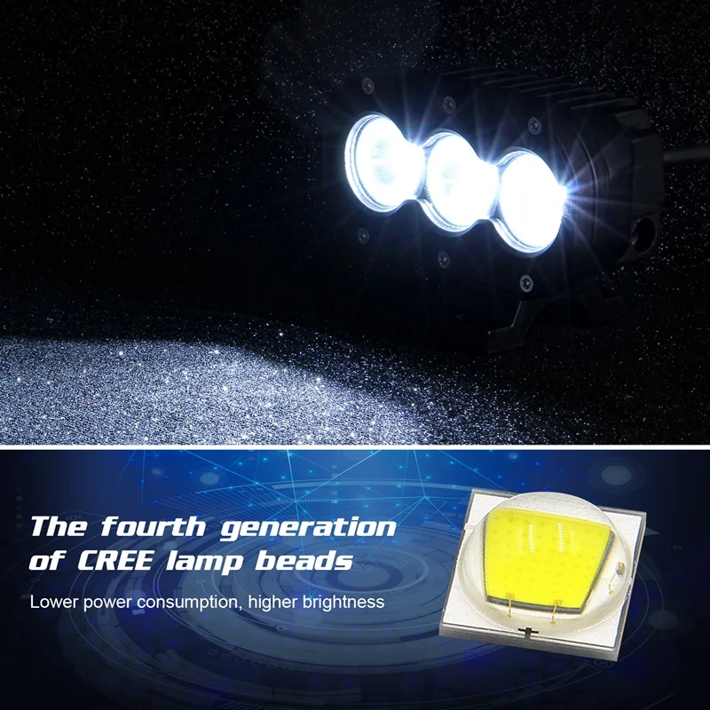 

LED Motorcycle Spotlight Single Row Fog Lights 6000K Ultra-Bright Ultra-Long Range Suburban Driving Spotlights