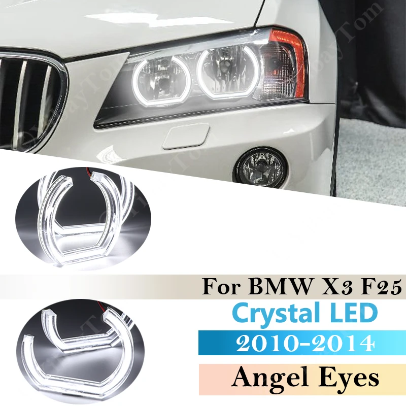 

For BMW F25 X3 2010~2014 DTM Style Crystal LED Angel Eyes Halo Rings Light kits Halogen Headlight Car styling 2013 2012 2011