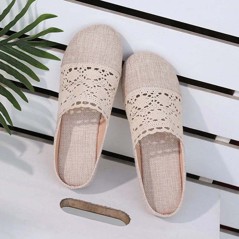 Новинка 2019 сетчатые тапочки на плоской подошве женская мягкая обувь без застежки