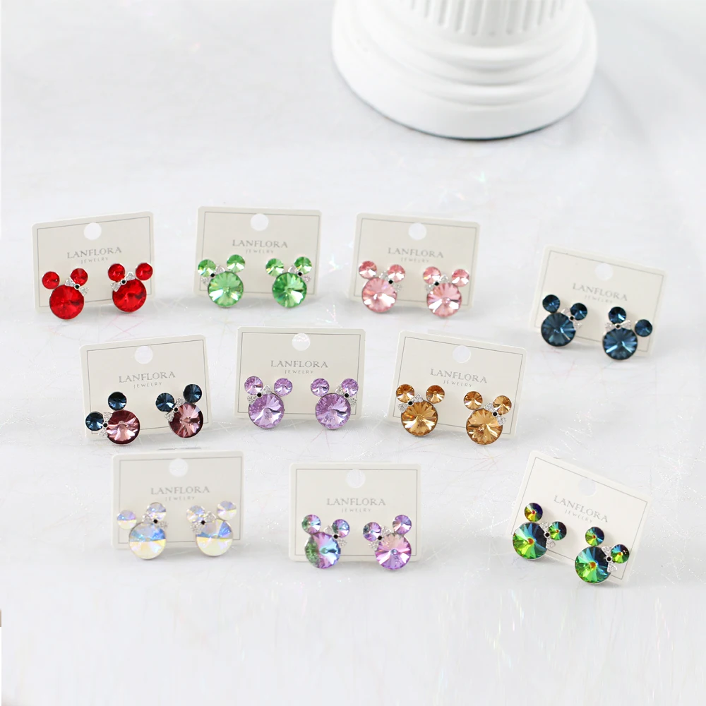 

LANFLORA new mickey women Crystal earrings Classic women earrings foreign trade bulk wholesale earrings