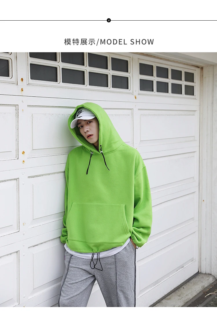 Autumn New Hoodie Men Fashion Solid Color Casual Cotton Hooded Pullover Man Streetwear Hip Hop Loose Sweatshirt Large Size M-5XL