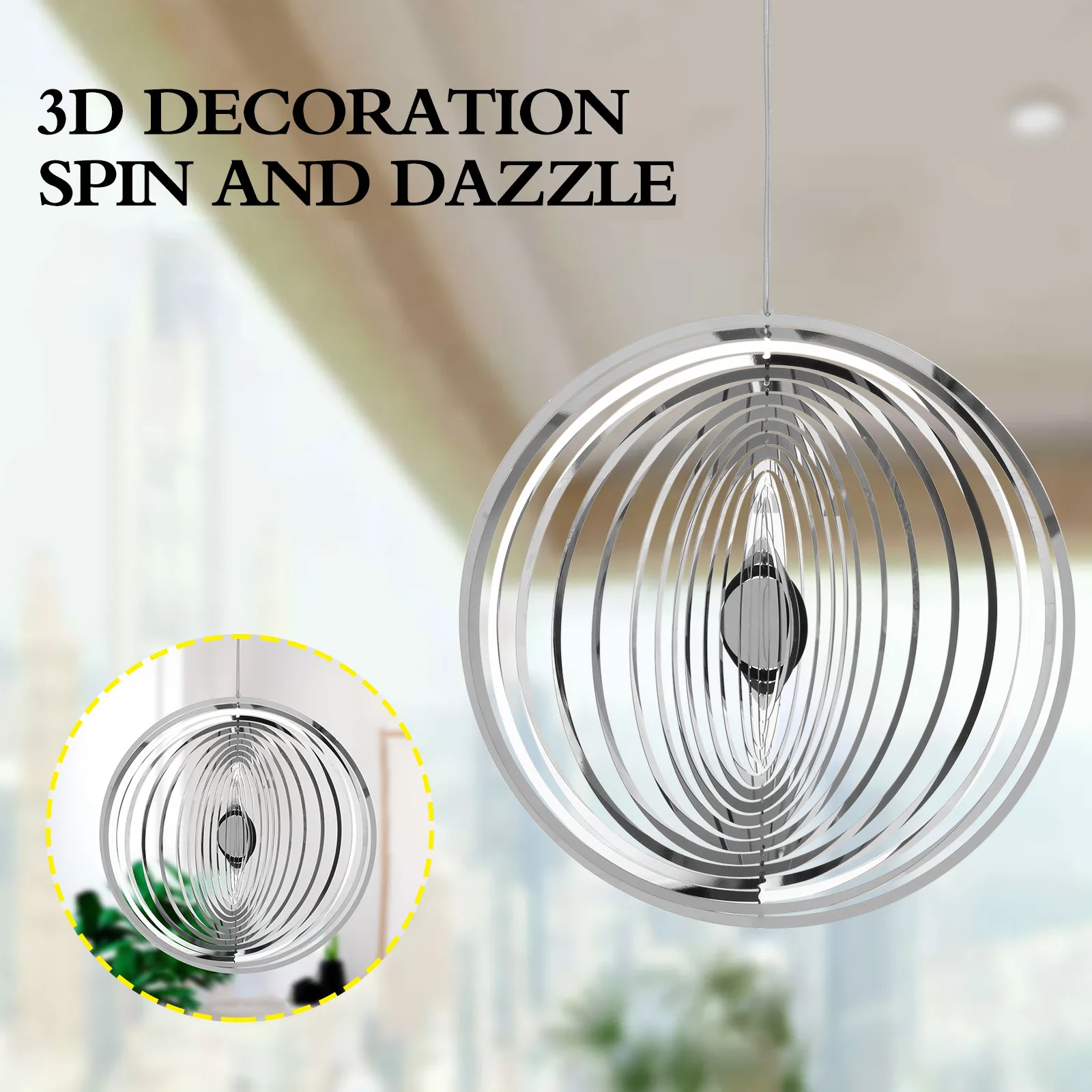 

3d Flowing Light Suncatchers Outdoor Decoration Garden Hanging Gifts Jardin Silver Pendants Round Shape Drop-shaped Spinners