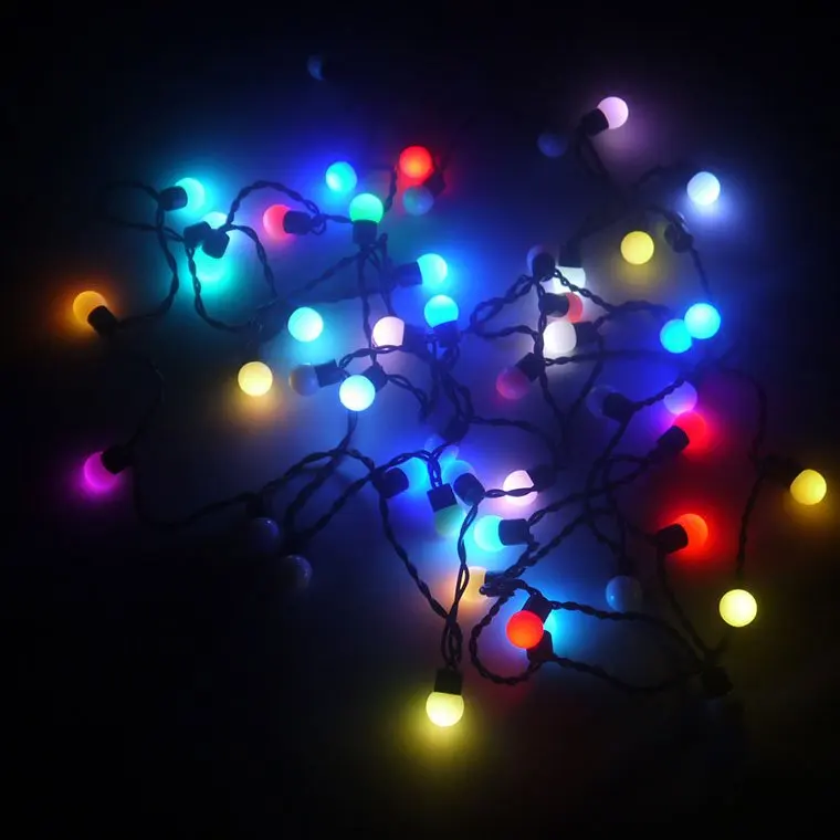 

Led colorEd Christmas lights string 5 meters ball bubble color double flash LED lights Christmas decorative lights RGB bubble