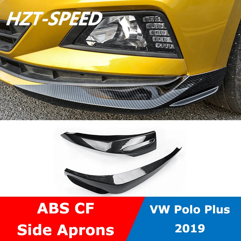 

ABS Carbon Fiber Looking Car Front Bumper Lip Spoiler Side Aprons Corner Covers For Volkswagen Polo Plus 2019