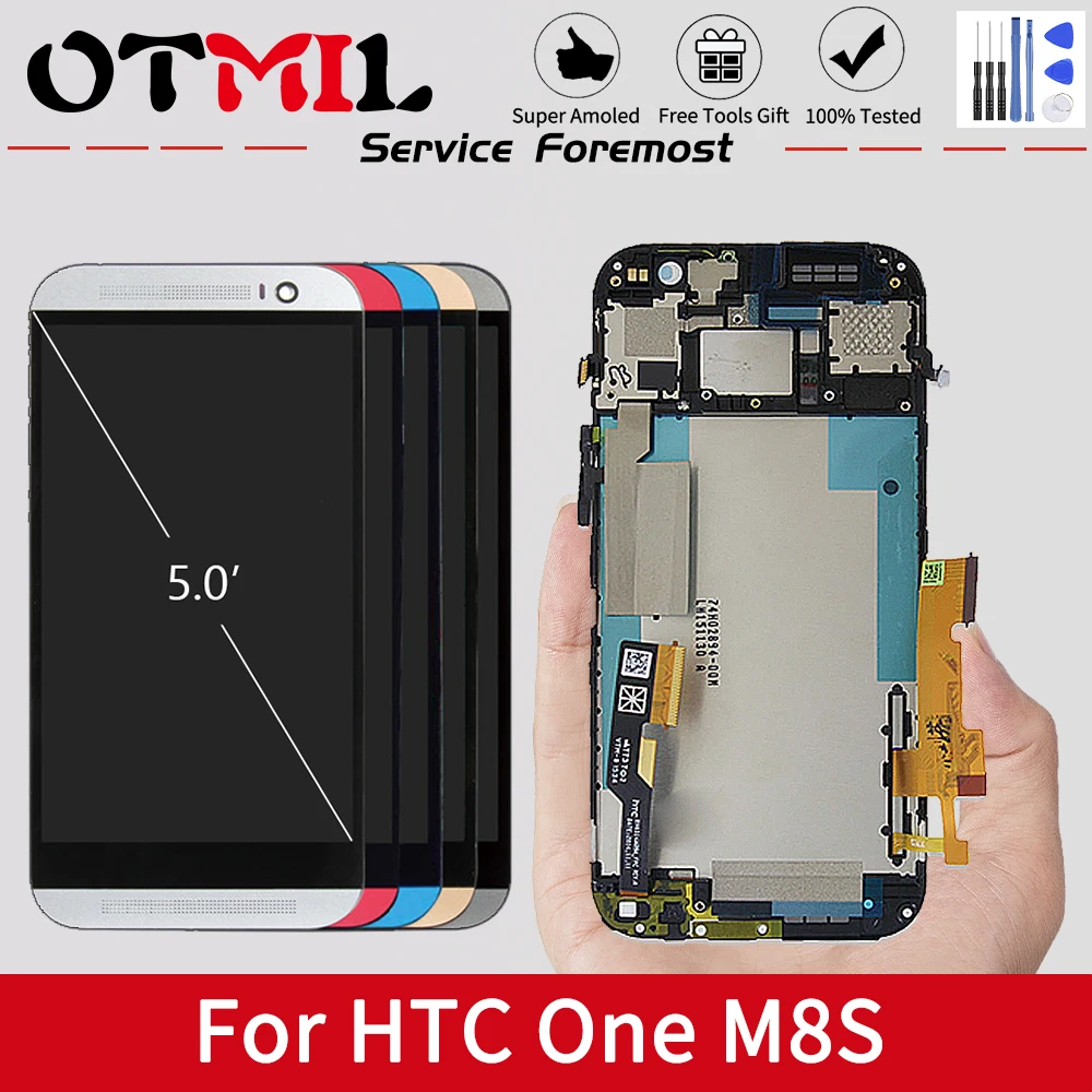ЖК-дисплей OTMIL 5 0 дюйма IPS для HTC ONE M8S сенсорный экран с рамкой и дигитайзером в