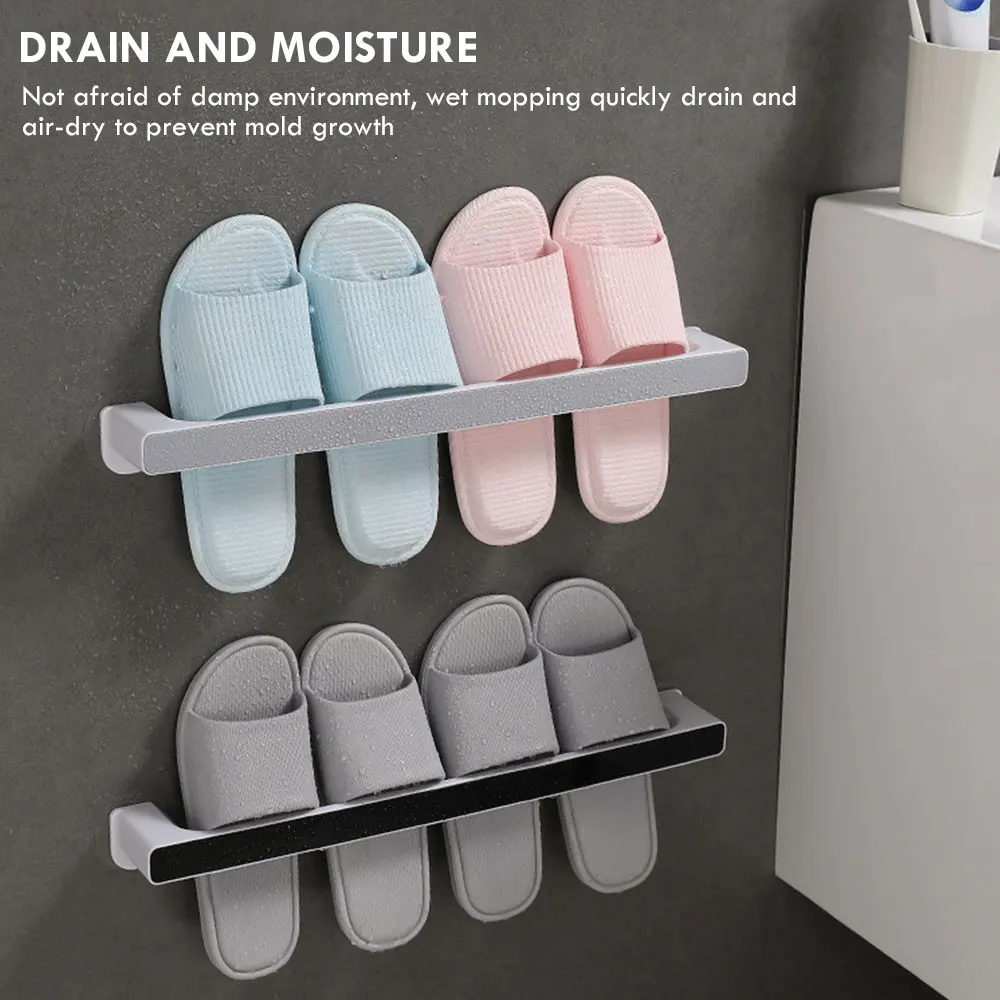 

Bathroom Slippers Rack Wall-mounted Toilet Shoe Storage Toilet Free Punch Shoe Rack Shelf Towel Holder Hanging Organizer Shelve