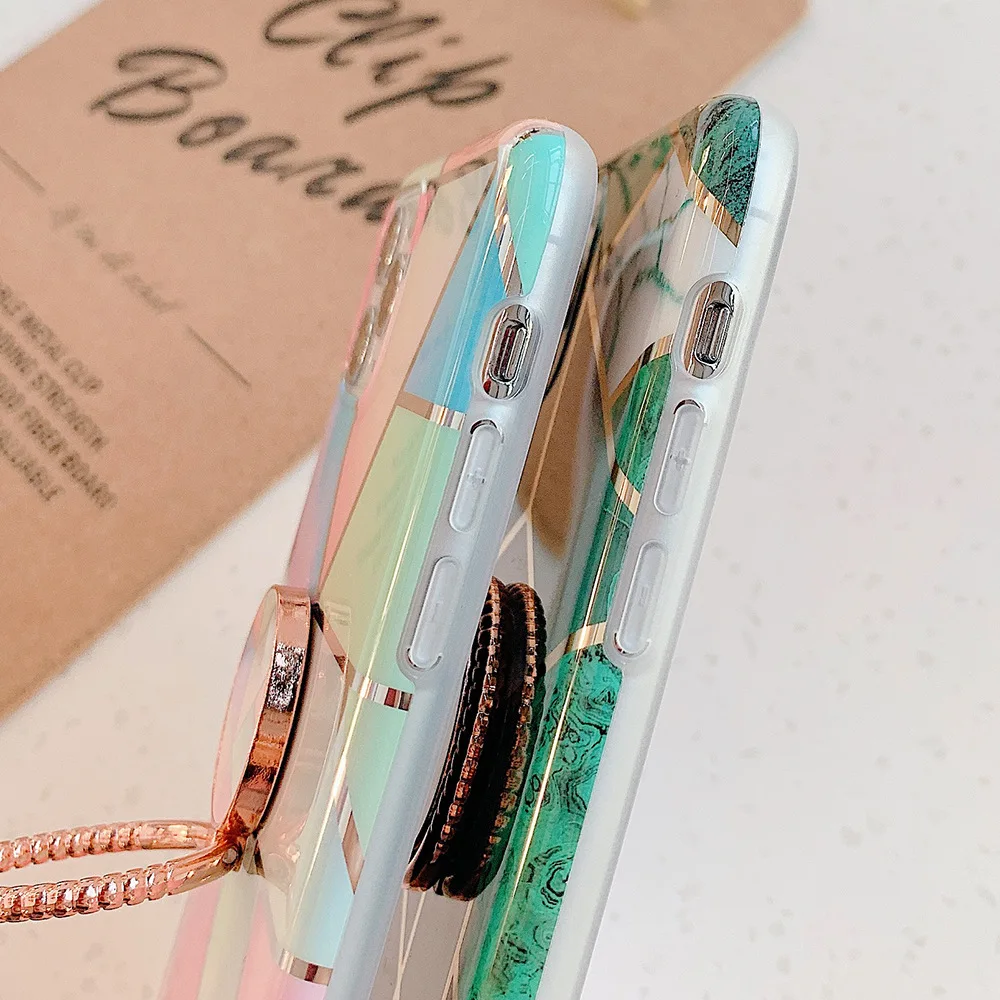 

Plating Marble Flower Ring Stand Holder Case For iPhone 11 XR XS MAX X 7 8 Plus 6 Silicone Case for iPhone 11 Pro Max Soft Cover