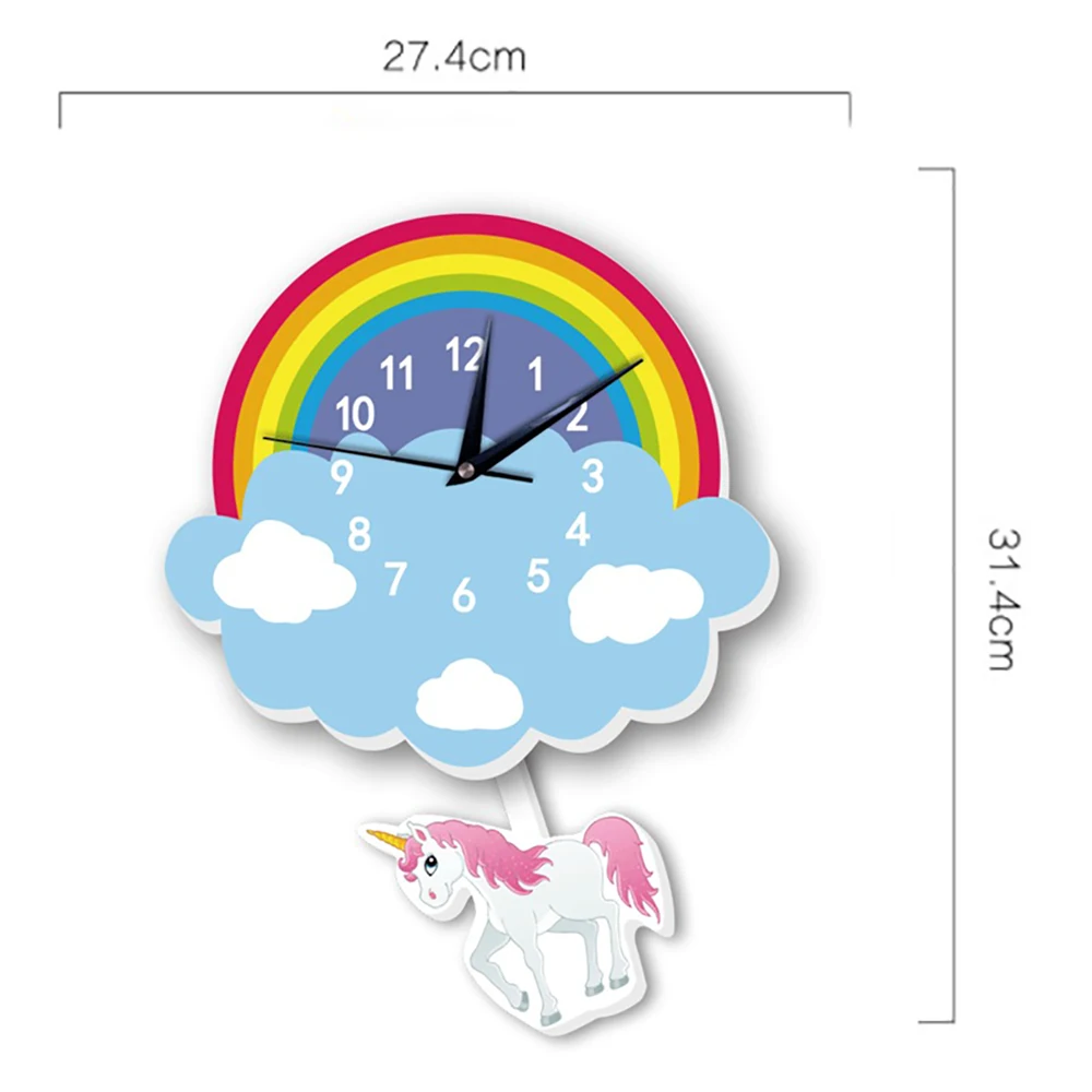 Настенные часы мультяшный Радужный Единорог качели настенные подвесные для