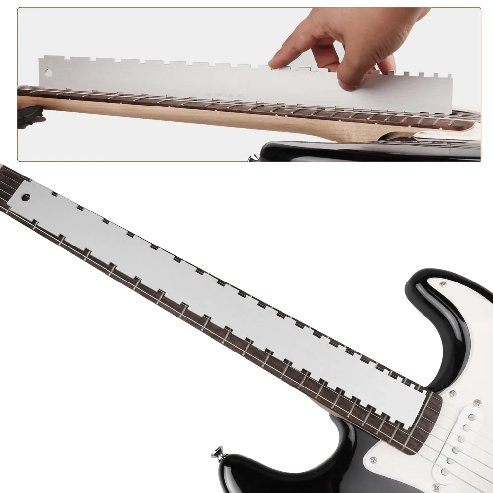Guitar Fretboard Frets Neck Notched Ruler Straight Edge Luthier Tool with 5 Picks for Electric Guitars 24.75&quot 25.5&quot Scale | Спорт и